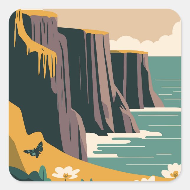 Pegatina Cuadrada Burren Irlanda (Anverso)