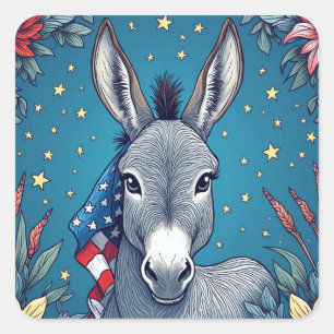 Pegatina Cuadrada Burro de la Libertad