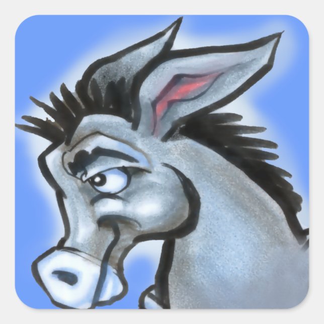 Pegatina Cuadrada Burro Democrático (Anverso)