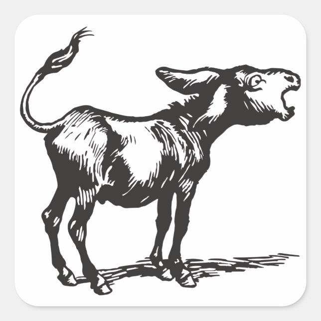 Pegatina Cuadrada burro repelente (Anverso)