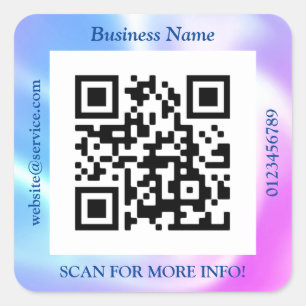 Pegatina Cuadrada Bus de código QR. Promo del sitio web de nombres,