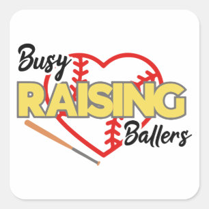 Pegatina Cuadrada Buscando Ballers, mamá de béisbol