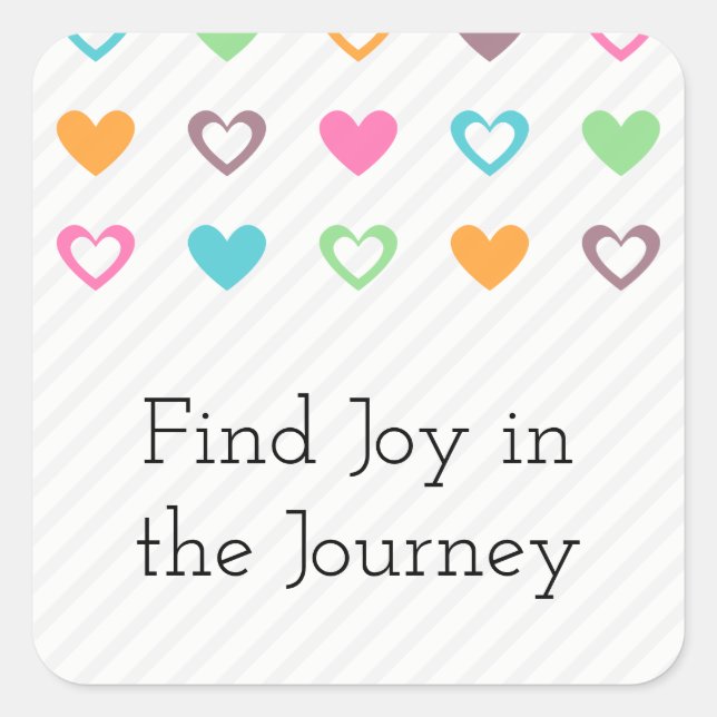 Pegatina Cuadrada Buscar alegría en el viaje (Anverso)