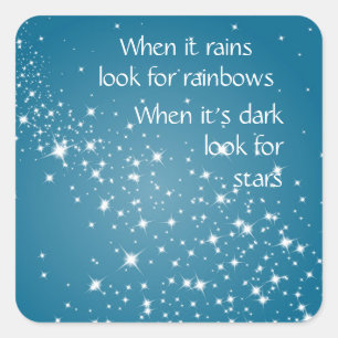 Pegatina Cuadrada Buscar estrellas cuando una cita Inspiradora oscur