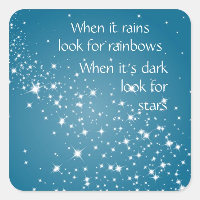 Pegatina Cuadrada Buscar estrellas cuando una cita Inspiradora oscur (Anverso)