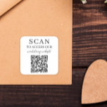 Pegatina Cuadrada Buscar Para Acceder Al Código QR Del Sitio Web Bod<br><div class="desc">Sitio web boda cuadrado pegatina de código QR en blanco y negro con fuentes elegantes.</div>