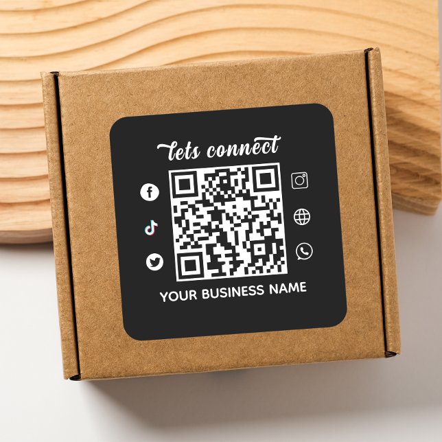 Pegatina Cuadrada Buscar para conectar el código QR y el texto del p (Subido por el creador)