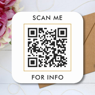 Pegatina Cuadrada Buscar plantilla de texto de código QR Personaliza