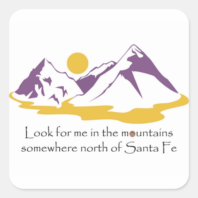 Pegatina Cuadrada Buscarme en las montañas (Anverso)