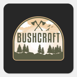 Pegatina Cuadrada Bushcraft Survival Apocalypse Outdoor Funny Gift