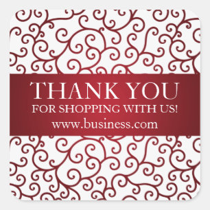 Pegatina Cuadrada Business Gracias A Los Modernos Swirls Red