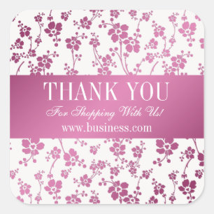 Pegatina Cuadrada Business Gracias Salon Floral Pink