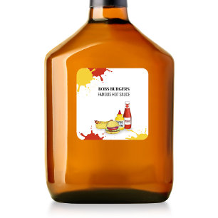 Pegatina Cuadrada Business Hamburger Hot dog Personalizado