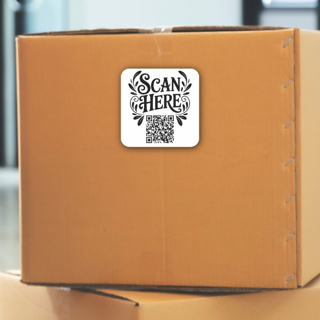 Pegatina Cuadrada Business QR Code (QR Code sticker for packages, branding, folders, sales material and marketing. All businesses. )