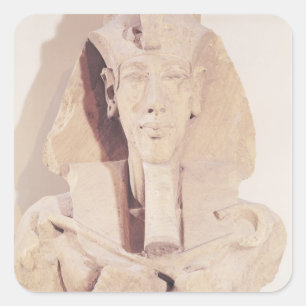 Pegatina Cuadrada Busto de Amenophis IV del templo de Amun