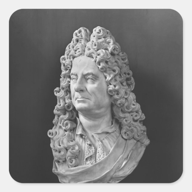Pegatina Cuadrada Busto de Antoine Coypel (Anverso)