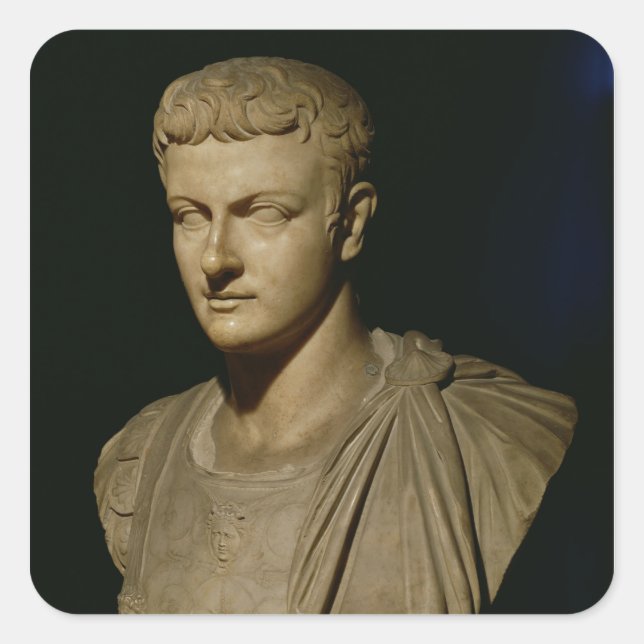Pegatina Cuadrada Busto de Caligula (Anverso)