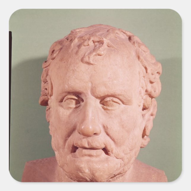 Pegatina Cuadrada Busto de Eschinus, c.480-476 a. C. (Anverso)