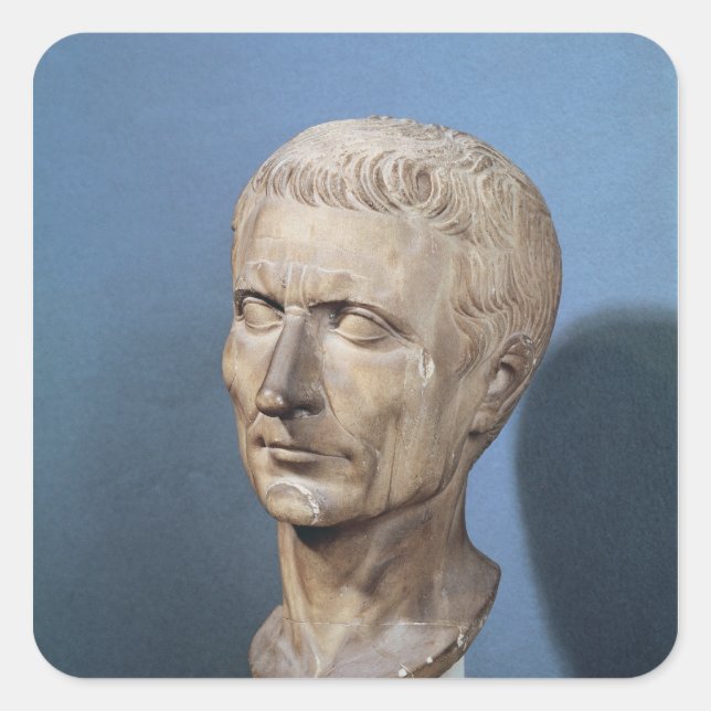 Pegatina Cuadrada Busto de Julio César (Anverso)