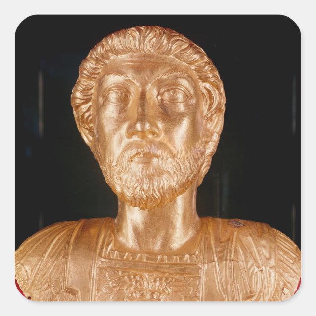 Pegatina Cuadrada Busto de Marcus Aurelio (Anverso)