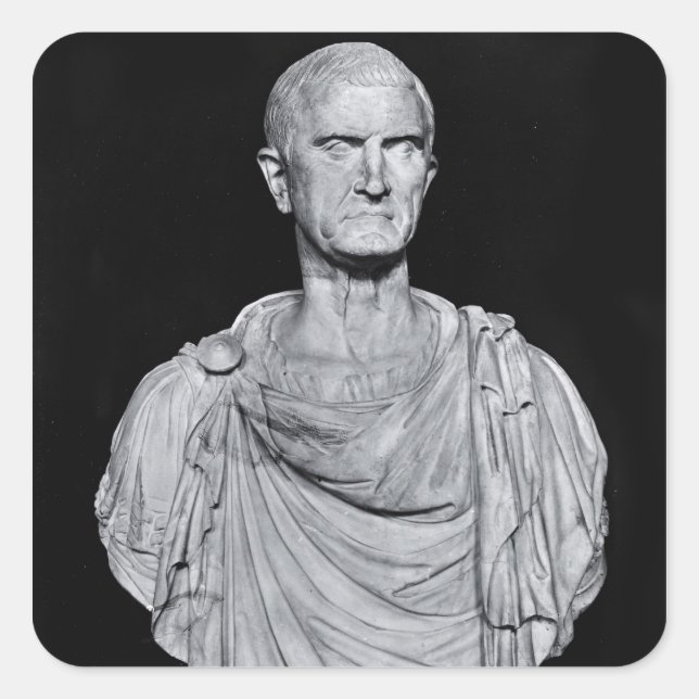 Pegatina Cuadrada Busto de Marcus Licinius Crassus (Anverso)