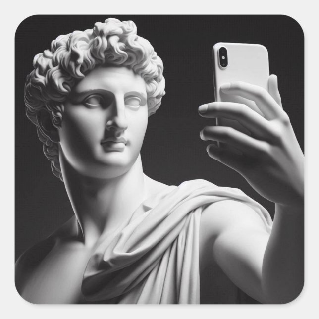 Pegatina Cuadrada Busto de mármol (Anverso)