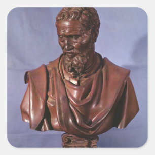 Pegatina Cuadrada Busto de Miguel Ángel Buonarroti