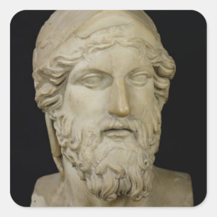 Pegatina Cuadrada Busto de Miltiades 480-336 a. C.