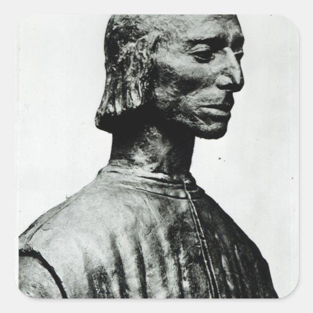 Pegatina Cuadrada Busto de Niccolo Machiavelli (Anverso)