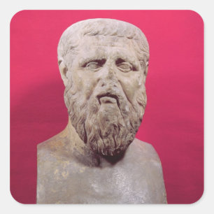 Pegatina Cuadrada Busto de Platón copia de un original del siglo IV