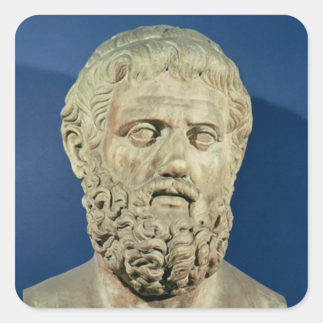 Pegatina Cuadrada Busto de Sófocles (Anverso)