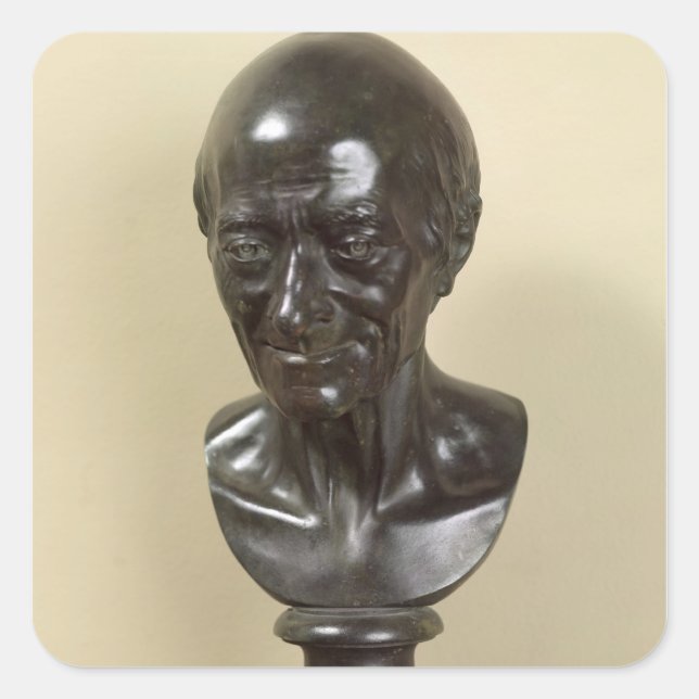 Pegatina Cuadrada Busto de Voltaire 1778 (Anverso)
