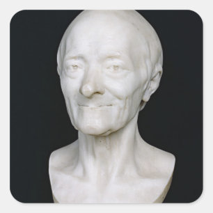 Pegatina Cuadrada Busto de Voltaire sin su peluca, 1778