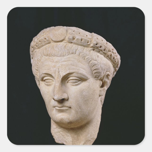 Pegatina Cuadrada Busto del emperador Claudius de Thasos (Anverso)