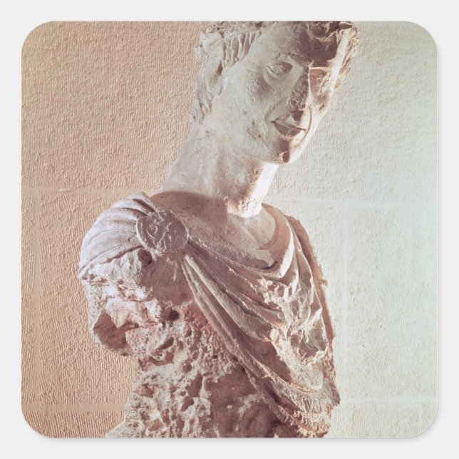 Pegatina Cuadrada Busto del emperador Federico II (Anverso)