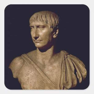 Pegatina Cuadrada Busto del retrato del emperador Trajan