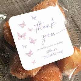 Pegatina Cuadrada Butterfly Bridal Shower Gracias Por Favor