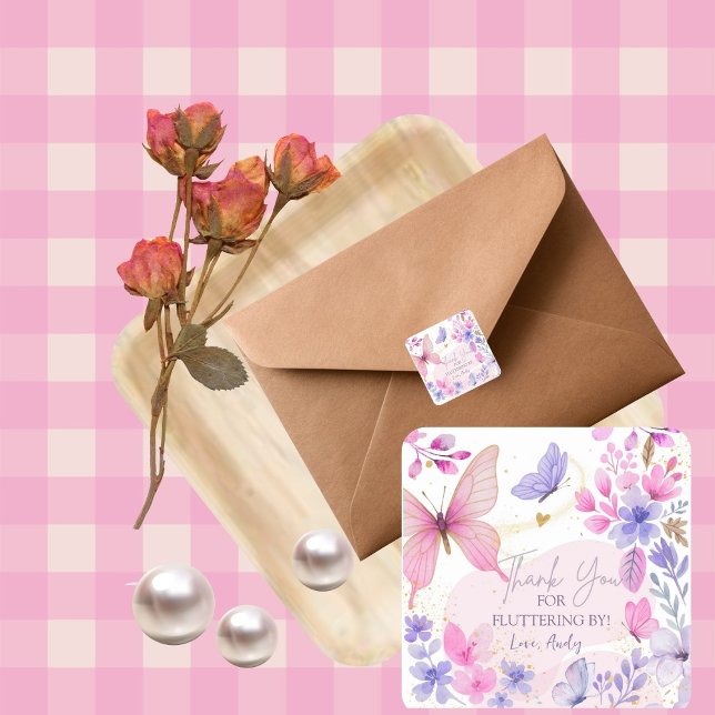 Pegatina Cuadrada Butterfly  Fluttering  Birthday girl  (Subido por el creador)
