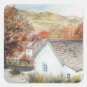 Pegatina Cuadrada Buttermere Village, Lake District, Inglaterra