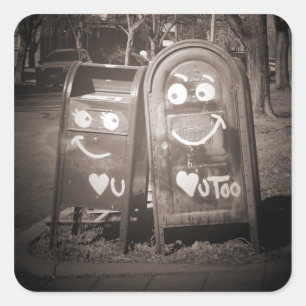 Pegatina Cuadrada Buzones de correo de amor : te quiero