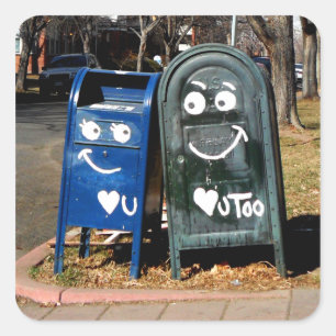 Pegatina Cuadrada Buzones de correo de amor : te quiero