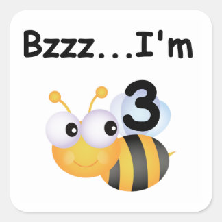 Pegatina Cuadrada Buzz Bumblebee camisetas de tercer cumpleaños y re