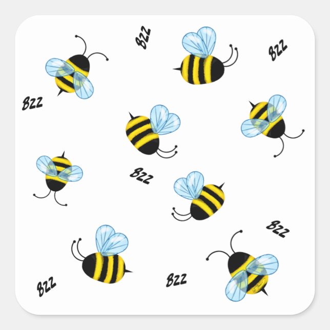 Pegatina Cuadrada Buzzing Bumble Bebe Mousepad (Anverso)