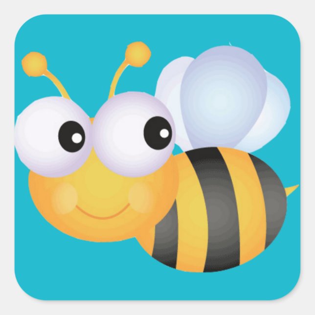 Pegatina Cuadrada Buzzy Bee (Anverso)