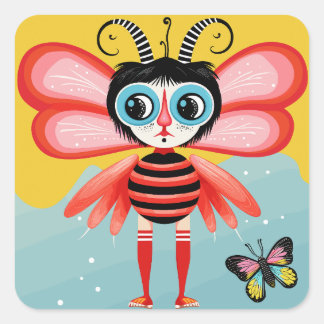 Pegatina Cuadrada Buzzy Whimsy