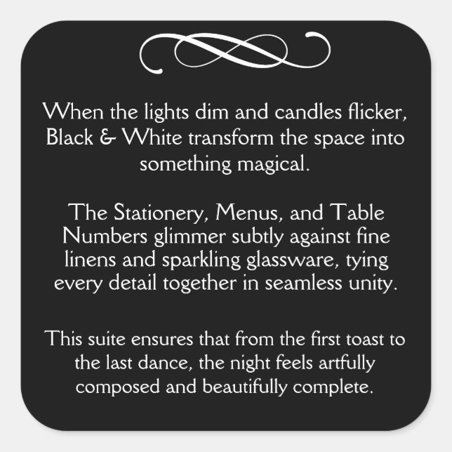 Pegatina Cuadrada BW Reception (Anverso)