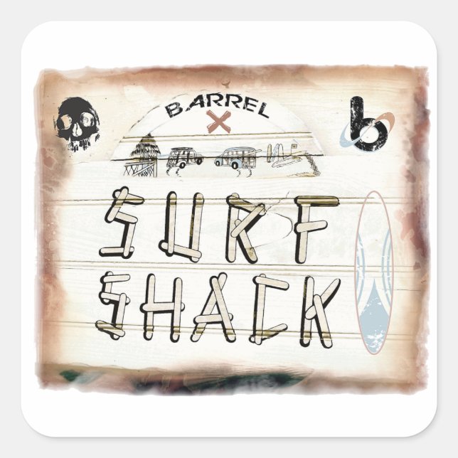 Pegatina Cuadrada bX Surf Shack, Barrel X (Anverso)