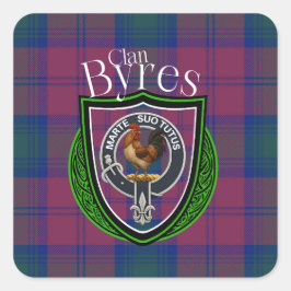 Pegatina Cuadrada Byres Scottish Clan Tartan & Escudo