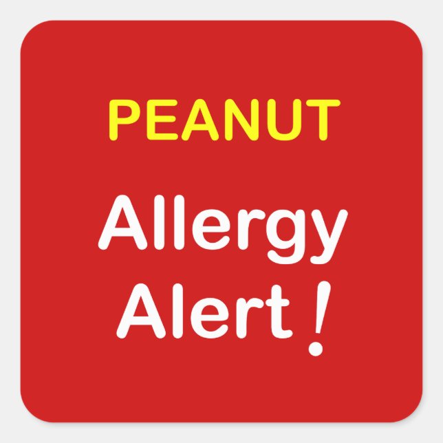 Pegatina Cuadrada c7 - Alerta alérgica - PEANUTS. (Anverso)