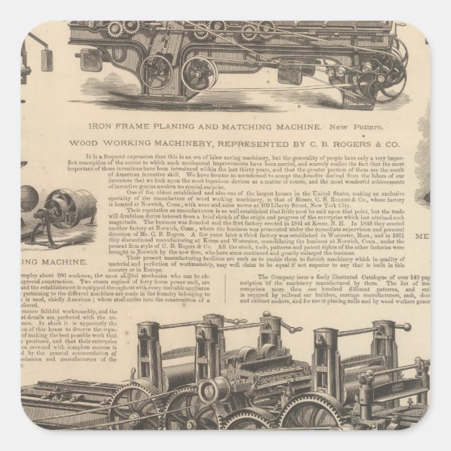 Pegatina Cuadrada C B Rogers and Company (Anverso)